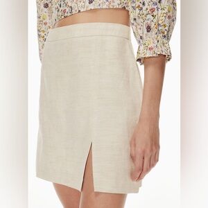 Aritzia Wilfred Patio Linen Mini Skirt, Beige/Cream, size 6. Tencel & Linen